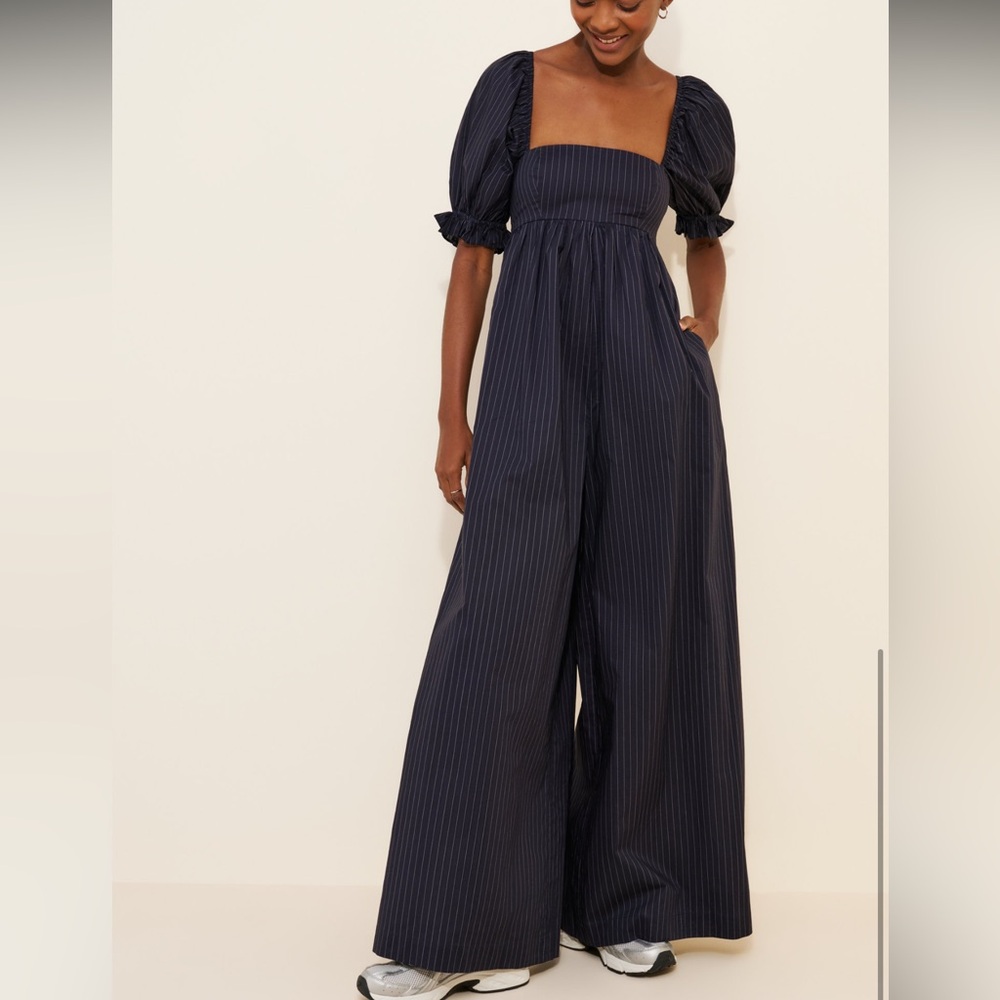 Selkie Hamptons Jumpsuit Navy Pinstripe